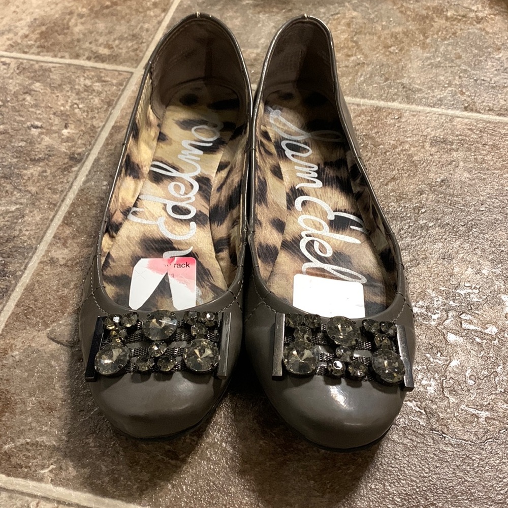 Sam Edelman Bejeweled Rhinestone Grey Flats Women’s size  10